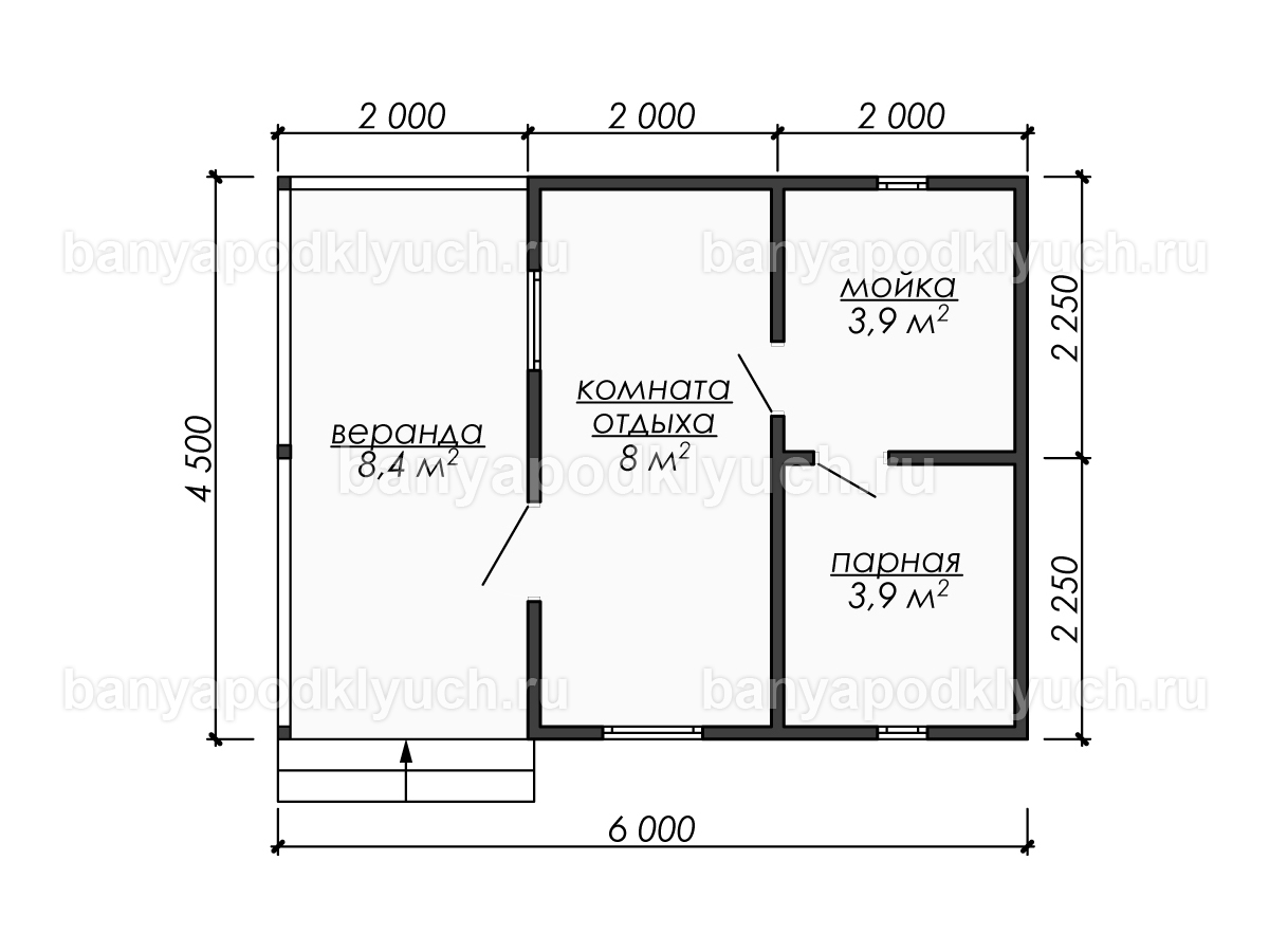 Баня из бруса 6x4,5 м Баня из бруса 6x4,5 м