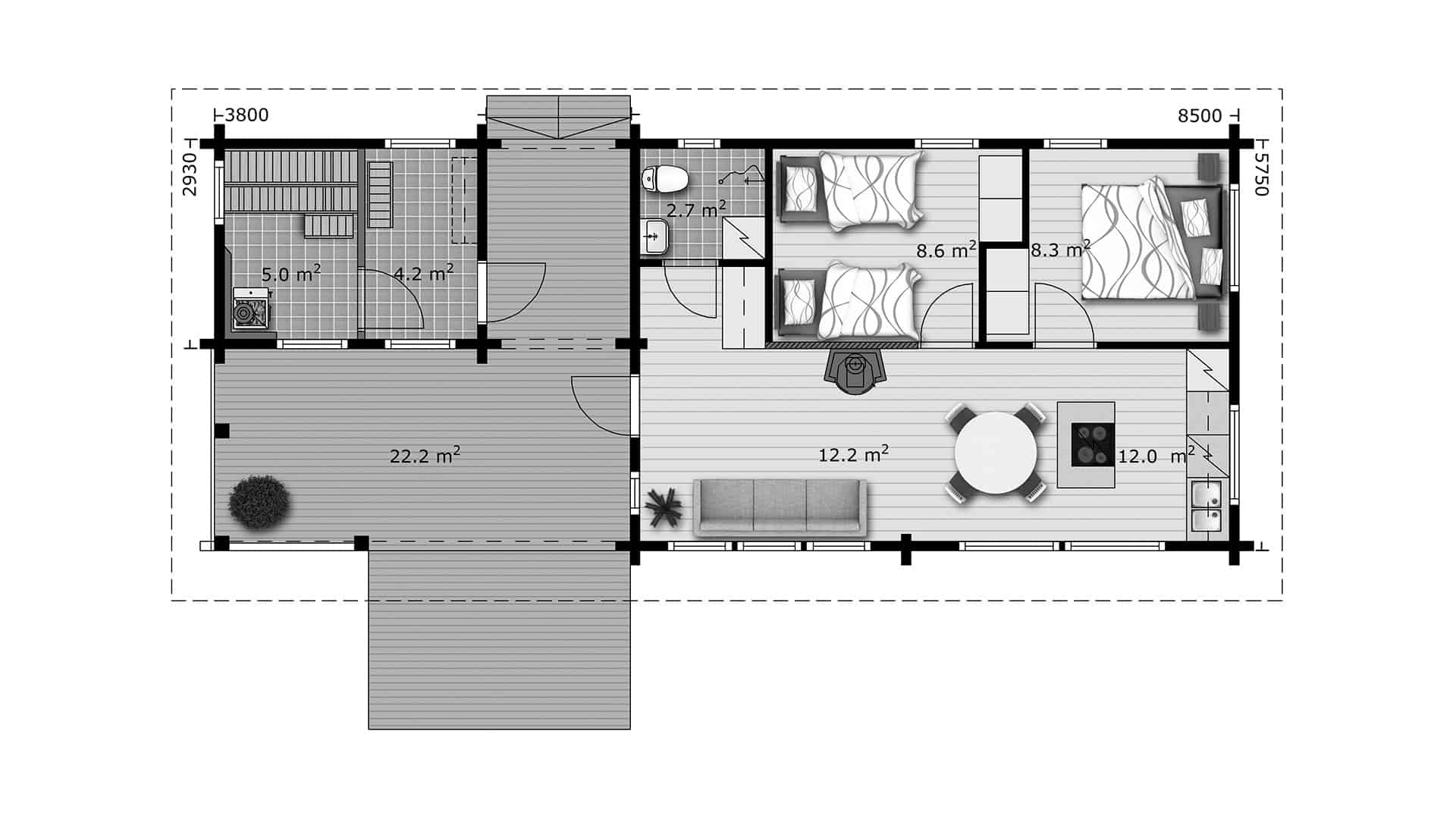 Дом из бруса 14×6 м Дом из бруса 14×6 м